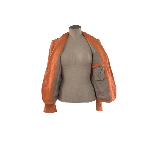 J.Crew Womens Linen Blazer Jacket Size 4 Apricot Orange Two Button Notch Lapel - Picture 7 of 12